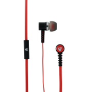 In-Ear Stereo Noise Isoloating Earbuds with In-line Microphone - handsfree, tangle free with flat cable design IM-04 HA140-RED-21NC-1